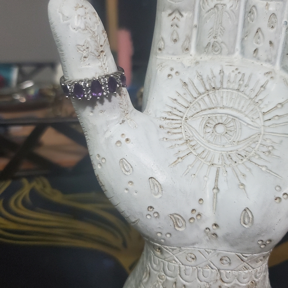 Amethyst and cubic zirconia ring size 7.5
